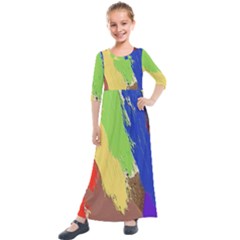 Abstract Painting Kids  Quarter Sleeve Maxi Dress