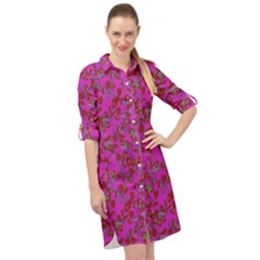 Light Violet Red Springs Flora     Long Sleeve Mini Shirt Dress by 1dsign