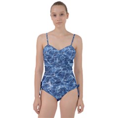 Abstract Blue Diving Fresh Sweetheart Tankini Set