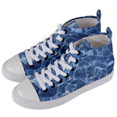 Abstract Blue Diving Fresh Women s Mid-top Canvas Sneakers