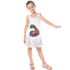 Strength Strong Arm Muscles Kids  Sleeveless Dress by HermanTelo