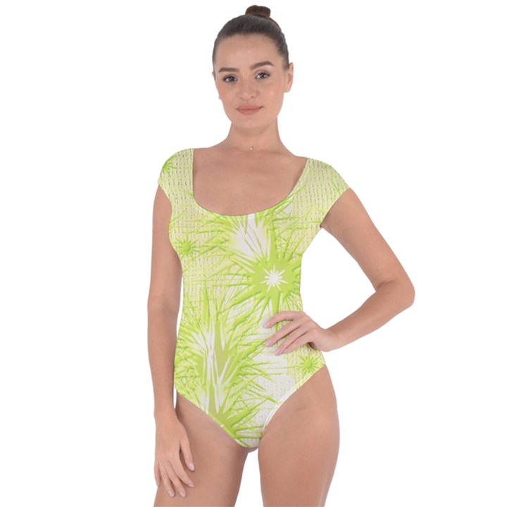 Background Green Star Short Sleeve Leotard 