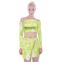Background Green Star Off Shoulder Top With Mini Skirt Set by HermanTelo