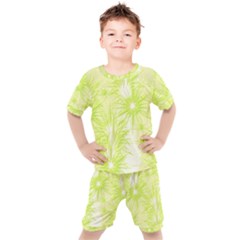 Background Green Star Kids  Tee And Shorts Set