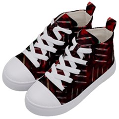 Background Red Metal Kids  Mid-top Canvas Sneakers