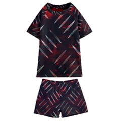 Background Red Metal Kids  Swim Tee And Shorts Set by HermanTelo