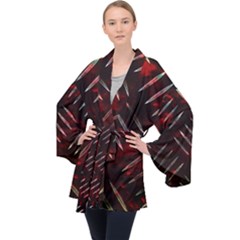 Background Red Metal Velvet Kimono Robe