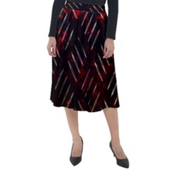 Background Red Metal Classic Velour Midi Skirt  by HermanTelo