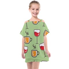 Cups And Mugs Kids  One Piece Chiffon Dress