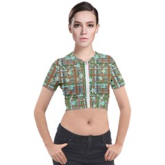 Textile Fabric Short Sleeve Cropped Jacket by HermanTelo