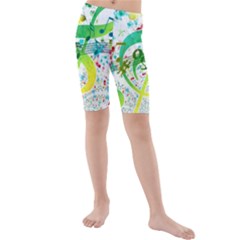 Circle Music Pattern Kids  Mid Length Swim Shorts by HermanTelo