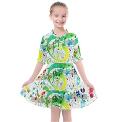 Circle Music Pattern Kids  All Frills Chiffon Dress by HermanTelo