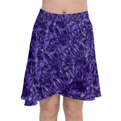 Pattern Color Ornament Chiffon Wrap Front Skirt