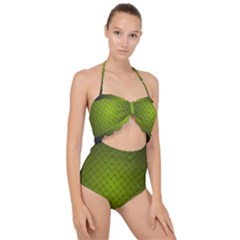 Hexagon Background Line Scallop Top Cut Out Swimsuit by HermanTelo