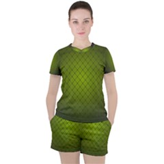 Hexagon Background Line Women s Tee And Shorts Set