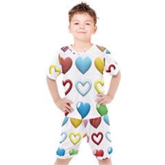 Puffy Hearts Heart Clipart Hearts Kids  Tee And Shorts Set by Pakrebo