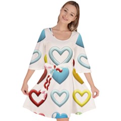 Puffy Hearts Heart Clipart Hearts Velour Kimono Dress by Pakrebo