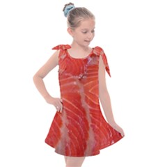 Food Fish Red Trout Salty Natural Kids  Tie Up Tunic Dress by Pakrebo