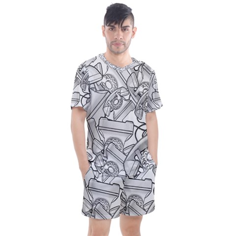 Phone Dial Communication Technology Men s Mesh Tee And Shorts Set by Pakrebo