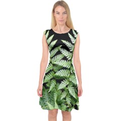 Fern Plant Leaf Green Botany Capsleeve Midi Dress by Pakrebo