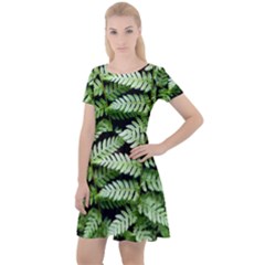 Fern Plant Leaf Green Botany Cap Sleeve Velour Dress  by Pakrebo