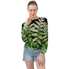 Fern Plant Leaf Green Botany Banded Bottom Chiffon Top by Pakrebo