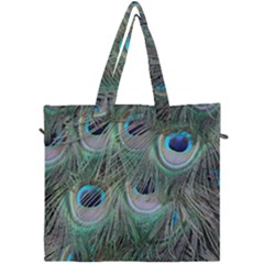 Peacock Feather Pattern Plumage Canvas Travel Bag by Pakrebo