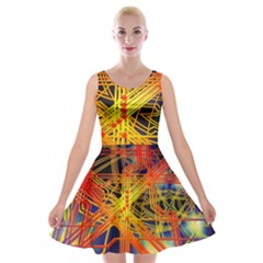 Board Circuits Control Center Trace Velvet Skater Dress by Pakrebo