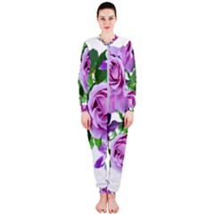 Flowers Roses Aquilegias Ferns Onepiece Jumpsuit (ladies)  by Pakrebo