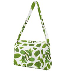 Mint Seamless Pattern Leaf Green Front Pocket Crossbody Bag by Pakrebo