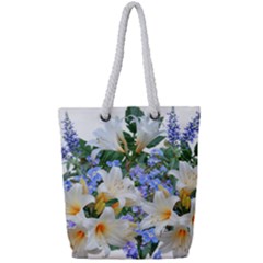 Flowers Lilies Arrangement Bouquet Full Print Rope Handle Tote (small) by Pakrebo