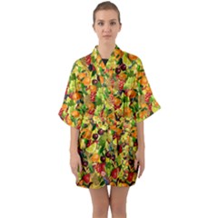 Background Pattern Structure Fruit Quarter Sleeve Kimono Robe by Pakrebo