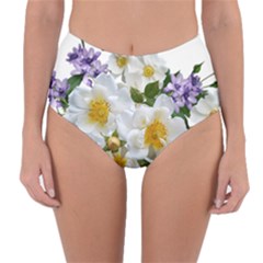 Flowers Roses White Mauve Babianas Reversible High-waist Bikini Bottoms by Pakrebo