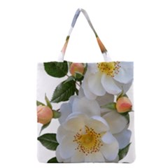 Roses Stamens Pollen Buds White Grocery Tote Bag by Pakrebo