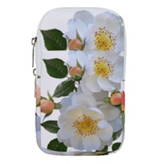 Roses Stamens Pollen Buds White Waist Pouch (large) by Pakrebo