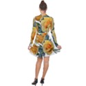 Roses Yellow Flowers Fragrant Long Sleeve Panel Dress View2