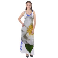 Flowers Camellia Bluebells Fragrant Sleeveless Velour Maxi Dress by Pakrebo