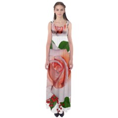 Roses Flowers Berries Arrangement Empire Waist Maxi Dress by Pakrebo