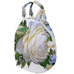 Rose White Flower Plumbago Travel Backpacks by Pakrebo