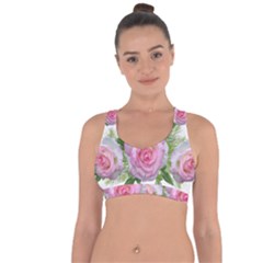 Roses Pink Flowers Perfume Leaves Cross String Back Sports Bra by Pakrebo