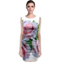 Roses Pink Flowers Leaves Sleeveless Velvet Midi Dress View1