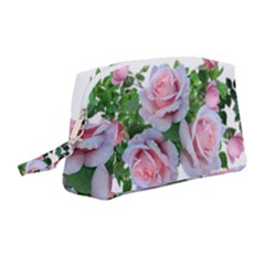 Roses Pink Flowers Leaves Wristlet Pouch Bag (medium) by Pakrebo