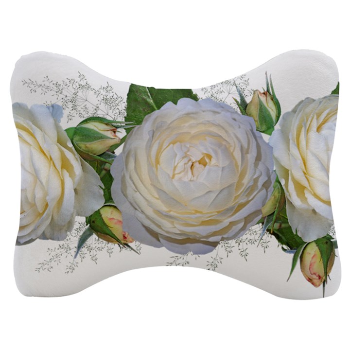 Flowers Roses White Fragrant Velour Seat Head Rest Cushion