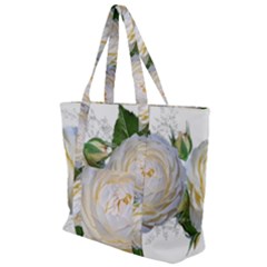 Flowers Roses White Fragrant Zip Up Canvas Bag