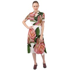 Roses Flowers Perfume Garden Keyhole Neckline Chiffon Dress by Pakrebo