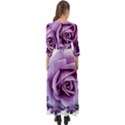 Roses Violets Flowers Arrangement Button Up Maxi Dress View2