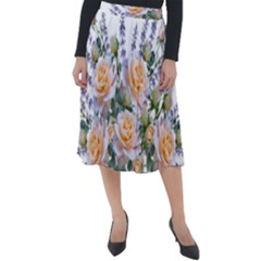 Roses Flowers Salvias Arrangement Classic Velour Midi Skirt  by Pakrebo