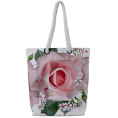 Roses Flowers Wax Flowers Full Print Rope Handle Tote (small) by Pakrebo