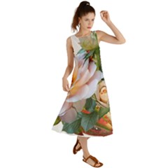 Autumn Leaves Roses Flowers Garden Summer Maxi Dress by Pakrebo