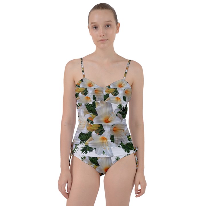 Lilies Belladonna White Flowers Sweetheart Tankini Set